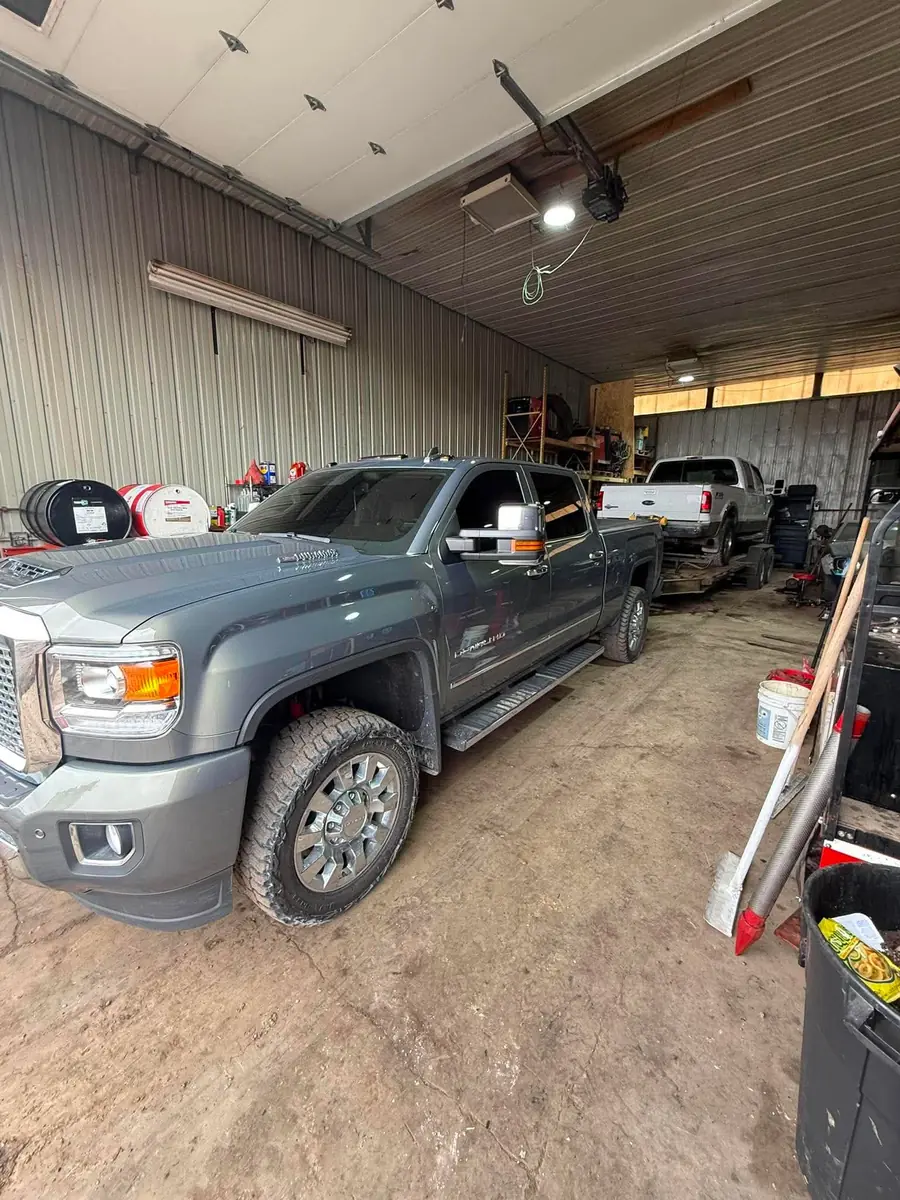 Diesel truck in repair shop