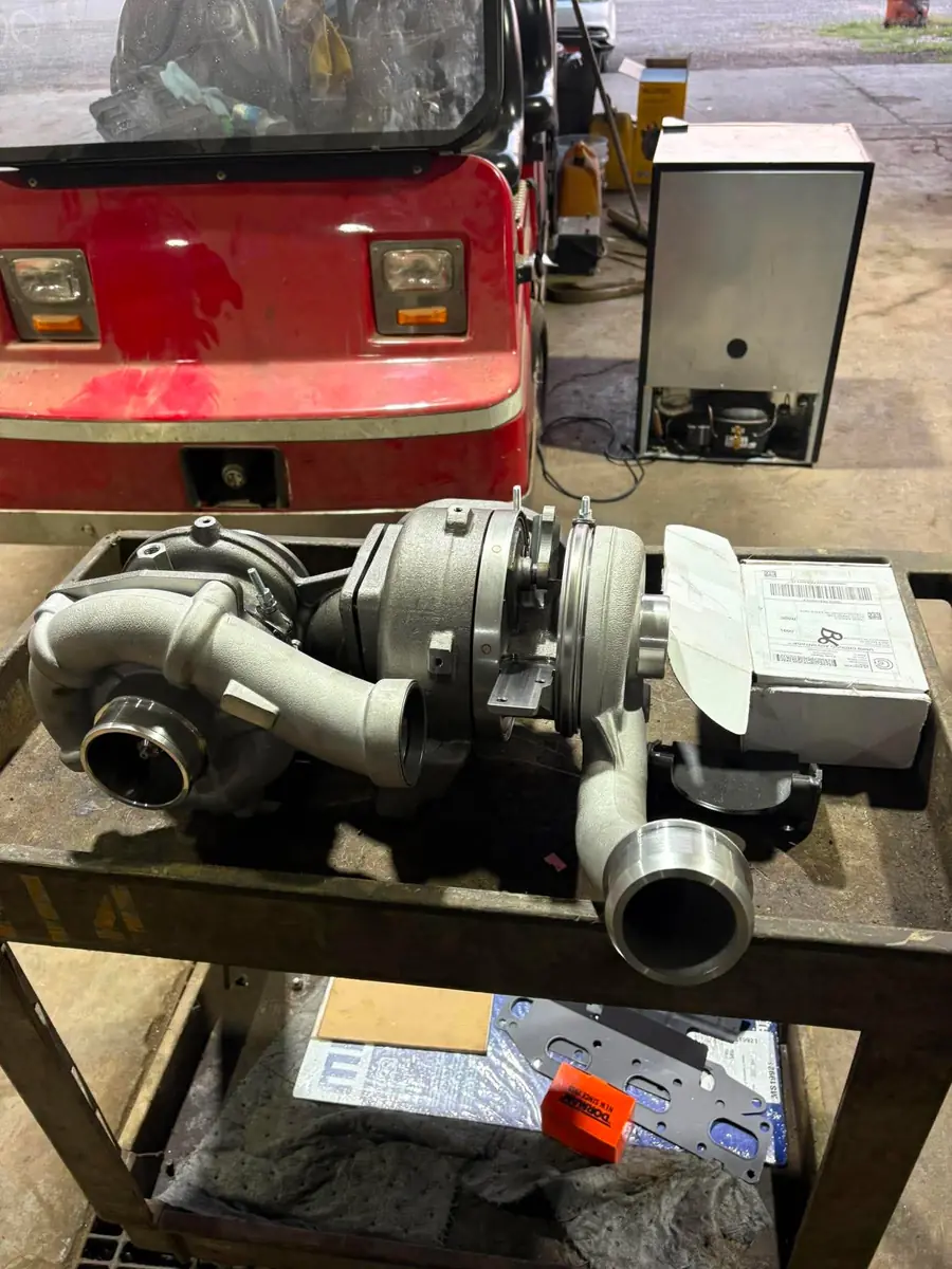 Turbochargers on workbench
